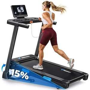 MERACH Incline Treadmill with Incline 6%-15%, 7-Layer Belt 300LBS Capacity Tredmill Foldable Handle Running Treadmills for Home, 0.5-7.5MPH 3.0HP Incline Folding Treadmill LED with APP Threadmill