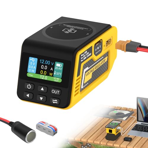 Image of Kzreect 300W Adjustable 2-30V Voltage Regulator Compatible with Dewalt 20V | 300W XT60 Output, 140W USB-C PD3.1, LCD Display & 15W Wireless Charging (Battery Not Included)