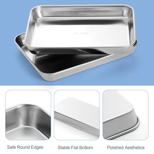 Image of JMU Medical Surgical Stainless Steel 60 Pcs, 9.06 inch x 6.69 inch x 1.10 inch Dental Lab Instrument Trays, Flat Tray