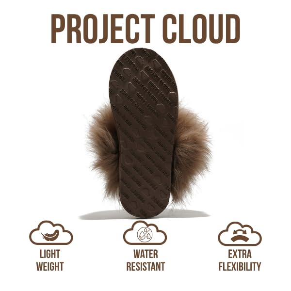 Image of Project Cloud Genuine Leather Slippers for Women with Genuine Fur Lining, Non-Slip Indoor /Outdoor Clog Mule Slippers, Memory Foam Insole