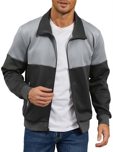 Image of HYPESTFIT Men's Retro Track Jackets, Relaxed Fit | Lightweight men's casual jacket ideal for spring & fall, running and daily athletic wear