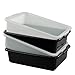 Hokky Barreños Plastico Rectangular 4 Paquetes, Cubetas Plastico Almacenaje Pequeño, Blanco Negro