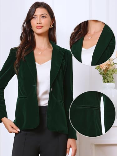 Allegra K Velvet Blazer for Women Halloween Lapel Collar Long Sleeve Button Vintage Work Blazers 20252