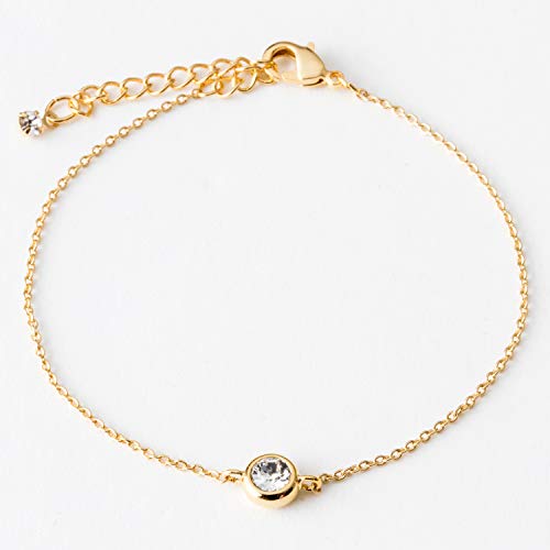 [ブライト ジェイ] 一粒 ブレスレット スワロフスキー ジルコニア シンプル 上品 レディース V-2002-017 GLD-CRY