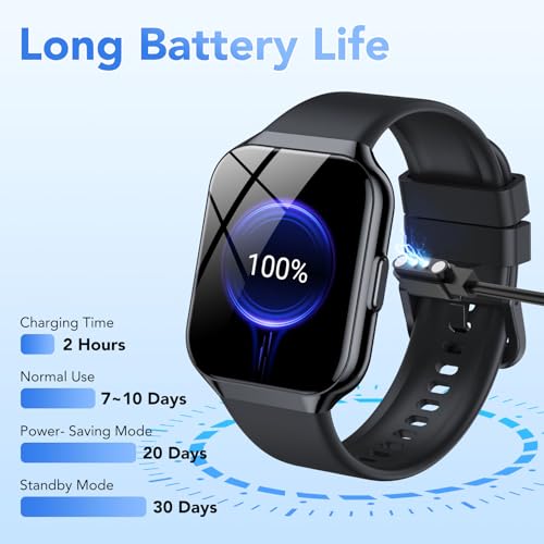 QCOQ Montre Connectée Homme Femme avec Appel Bluetooth, 1.96" Smartwatch avec 110+ Modes Sportifs, Etanche IP68 Montre Connectée Sport avec Podometre/Cardio/Moniteur de Sommeil pour iOS/Android – Image 3