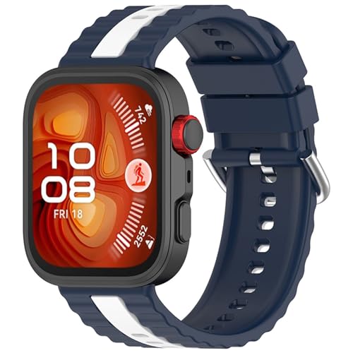 LICHIFIT For Huawei Watch Fit4/Watch Fit4 Pro/Watch Fit3�p�o���h 24MM�x���g �ւ��o���h �V���R���� �_�炩�� �ʋC�� �ϋv�� �X�|�[�c�o���h ���F �E�F�[�u�X�g���b�v�A�N�Z�T���[(�~�b�h�i�C�g�u