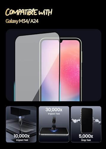 Image of Lensarmor Compatible with Samsung Galaxy M34 / A24 Screen Protector (1 Pack) - Premium 9H Tempered Glass, Military-Grade Protection, HD Clear Display, Anti-Fingerprint & Case-Friendly Fit