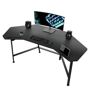 EUREKA ERGONOMIC Gaming Desk Wing-Shaped Desks,63 inch Computer Desk Table for Work Home Office,Ergonomic Studio Desk Gamer Workstation for Live & Streamer with Mousepad,Black
