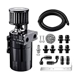 EVIL ENERGY Oil Catch Can, 300ml Baffled Catch Can Kit with Breather Filter, Universal Aluminum Air Oil Separator 2 Port with 6AN CPE Fuel Hose & Fitting Kits