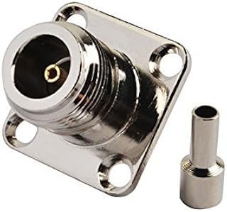 2pcs Rf Wire Coaxial Cable Terminal Copper Alloy Connector N Jack 4-Hole Flange Panel Crimp for Rg316 Rg174 Lmr100 Ships from USA