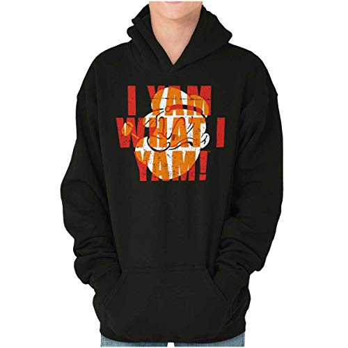 I Yam What I Yam Popeye Youth Hoodie Boy Girl Black