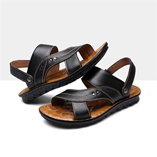 Men's Sandals Men's Leather Beach Shoes Casual Shoes Slippers Stripe Sandals Rubber Mens Shoes(40)3