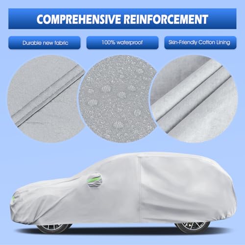 Image of Car Cover Custom Fit for Audi Q5 /SQ5 2009-2026, Migaven Waterproof Full Exterior Cover Sun Rain Protection with Door Zipper and Cotton Lining, Silver