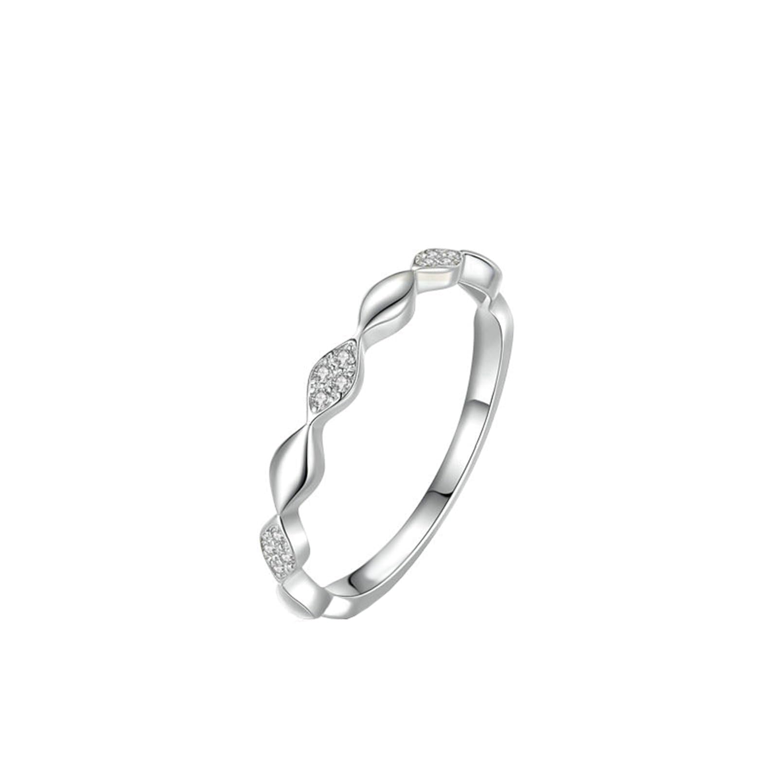 Bague Diamant Or 9/14/18 carats Femme, Anneau Empilable Infini Alterné Orné de Diamant, Bague Or Blanc Personnalisée
