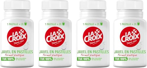 Javel en Pastilles en Boîte de 40 / 130g, nettoyant LA Croix multi-usages - lot de 4