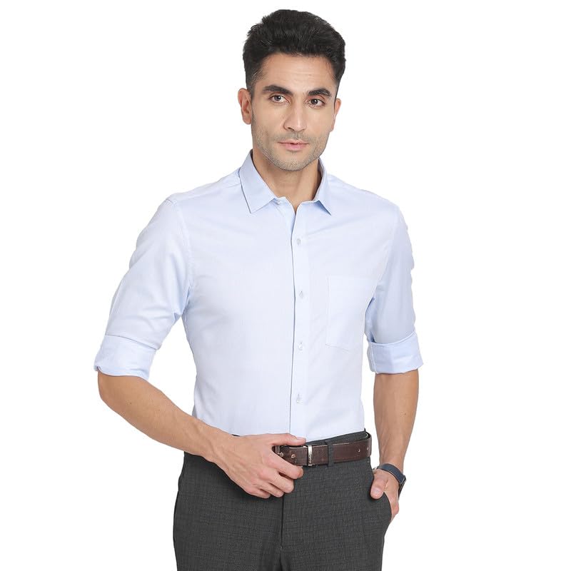 Chemise formelle en coton Gizeh bleu clair pour homme : coupe classique Turtle chic