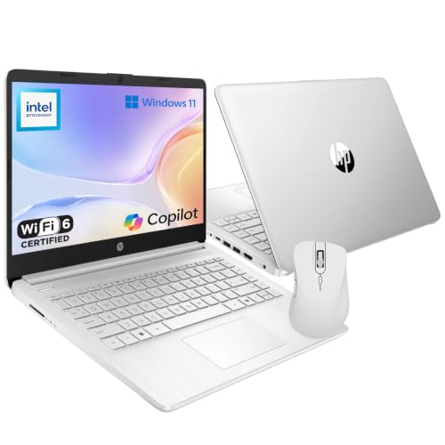 Image of HP 14 inch Student Laptop, Intel N150 Processor (Up to 3.6GHz), 128GB Storage | 14-inch Micro-edge Display, Wi-Fi 6, Webcam, HDMI, SD Card Reader, Windows 11 Home in S Mode, Silver, w / Wireless Mouse