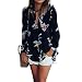 Phoenix Women Casual Floral Print Long Sleeve Chiffon Shirt Blouse Tops, Black, X-Large