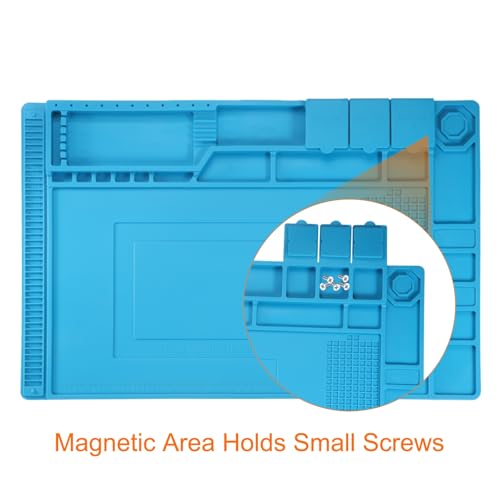 HARFINGTON Soldering Mat 17.7"x11.8" Silicone Magnetic Soldering Repair Mat Heat Resistant Electronics Work Mat for BGA Soldering Gun Workbench CellPhone Computer Electronics Repair, Blue by HARFINGTON - Image 5