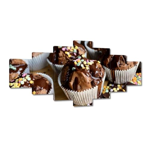 Toile muffins au chocolat pour habiller un grand mur vide | Tableau déco 210 x 100 cm