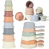 AMCHSURI Baby Bath Toys for Kids Ages 1-3 14 PCS Mold Free Toddler Bath Toys for 2-4 Bathtub Water Toys Stacking Cups for Babies 6-12 Months Early Learning Educational Gifts