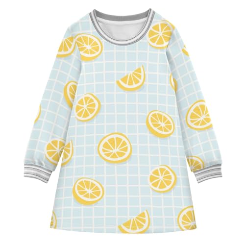 Lemon Slice Girls Dresses Long Sleeve Sweatshirt Dress for Girls Winter Toddler Casual A Line Dresses Size 2-8T