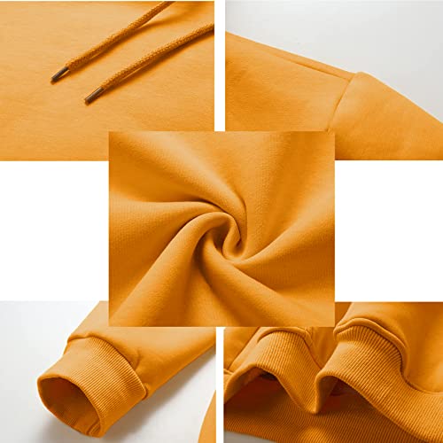 Duyang Women's Winter Sherpa Lined Fleece Pullover Sweatshirts Solid Crewneck Tops (S1 Yellow, M) #TOP5