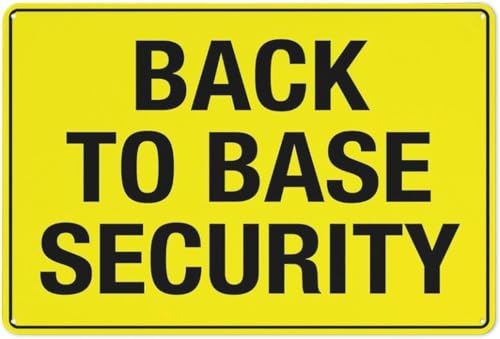 Back to Base Security System Warning Sign 8"x12", aluminum plaque with pre-drilled holes for fence gate facility alarm system monitored property safety marker