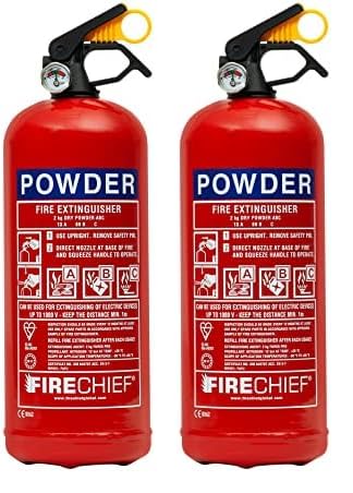 Multi Purpose Powder Fire Extinguisher – Ready to Use in Seconds – 2kg ABC Fire Extinguisher for Home & Kitchen Use – 5 Year Guarantee – Firechief Portable Extinguisher for Garages, Workshops & Sheds
