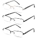 Half Rimmed Rectangular Reading Glasses For Mens - Free Microfiber Cleaning Pouch +1.50 Value 3 Pack