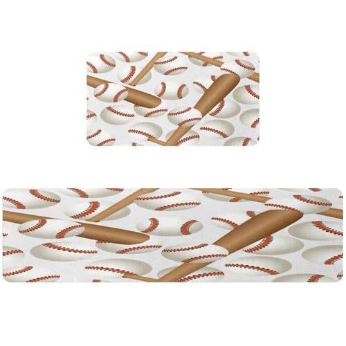 Alfombrillas de cocina para evitar resbalones, alfombras de béisbol absorbentes VAPOKF 2