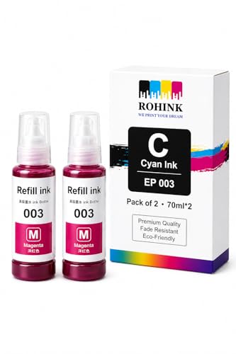 Image of ROHINK Compatible Ink for Epson L3110, L3150, L3250, L3252, L3115, L3116, L3101, L3210, L3215, L3216, L3151, L3152, L3156, L5190 Printers (003 Magenta Pack 2)