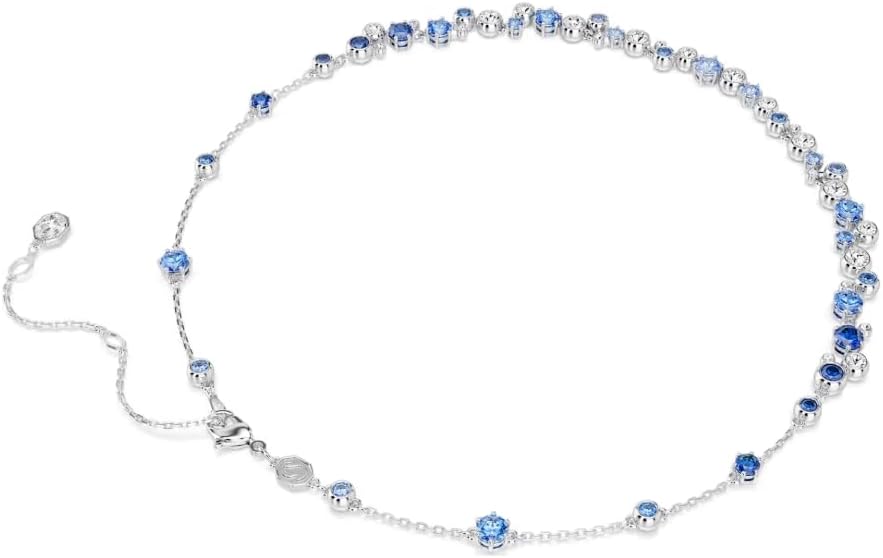 Swarovski Constella necklace Mixed cuts, Blue, Rhodium plated