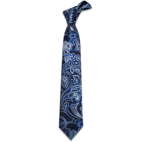 Image of YourTies Silk Paisley Floral Tie and Pocket Square Cufflinks with Lapel Pin Sets for Men 5PC Wedding Party