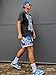 BOOMLEMON Mens Mesh Graphic Print Shorts Retro Casual Fashion Cool Shorts Active Basketball Streetwear Short Pants(Magic Blue XL)
