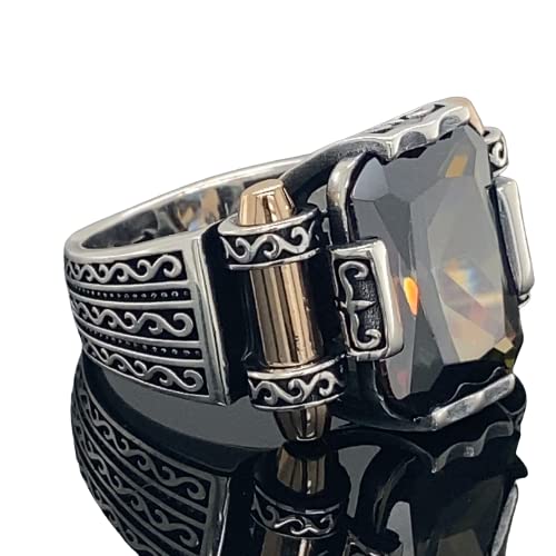 Man Mystic Topaz Ring, Turkish Handmade Jewelry, Handmade Ring, Colorized Stone Ring, Gift For Him, 925K Sterling Silver #TOP4