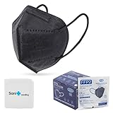 25 uds Mascarilla FFP2 (EPI) Ultra Protección Homologada CE + Estuche Antiséptico + Ajustadores | envío desde España (Negro)