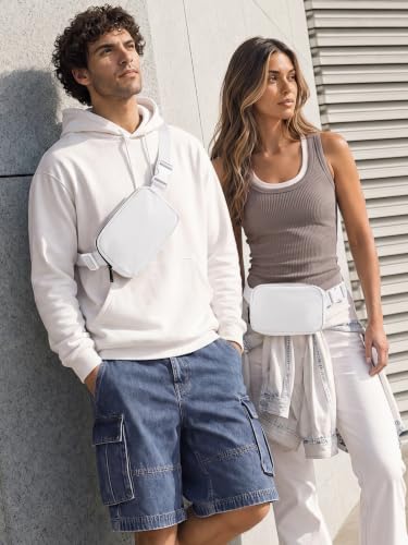 Image of ODODOS Unisex Mini Belt Bag with Adjustable Strap Small Fanny Pack for Workout Running Traveling Hiking, White