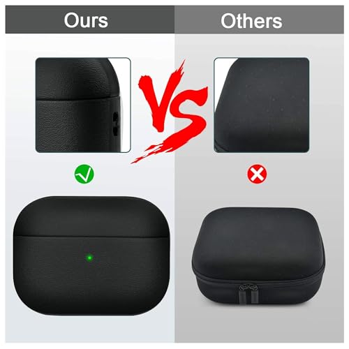 Image of YODI Case Cover for Airpods Pro|Pro 2|Airpods Pro 3|Airpods 4 Pouch, Silicone Cases with Cleaner Kit 360 Drop Protection,Shock-Resistant ((Leather-Black), Airpods Pro 3 (2025))