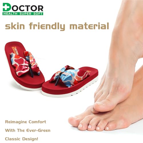 Image of DOCTOR HEALTH SUPER SOFT Women Stylish Bow Platform Slippers | Soft Cushioned Casual Flip Flops | Lightweight Comfortable Everyday Wear Sandals for Indoor Outdoor Use