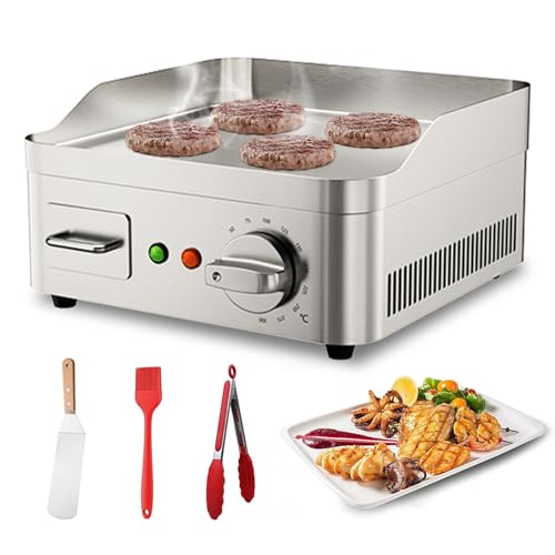 RUYICZB Plancha Cocina Eléctrica Profesional 13,7', Plancha De Asar Eléctrica Comercial, Parrilla De Acero Inoxidable Antiadherente para Restaurante De Cocina Temperatura Ajustable 2000W 220V