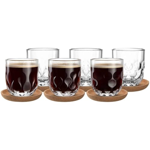 LEONARDO HOME GOCCE Kaffee-Set 12-teilig, 220 ml, 6 Korkuntersetzer &...