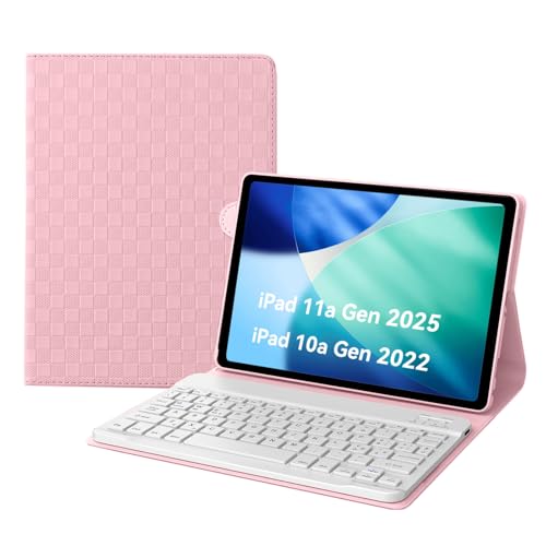 EYERIYO Funda con teclado iPad 11 Generación A16 2025, Slim Cover con Bluetooth Italiano QWERTY Teclado para iPad 10 Generación 10.9' 2022 (Rosa)