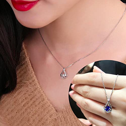 KIMIEVOL Necklaces for Women Sapphire September Birthstone Necklace 925 Sterling Silver Infinity Pendant Anniversary Birthday Christmas Jewelry Gifts for Women - Image 3