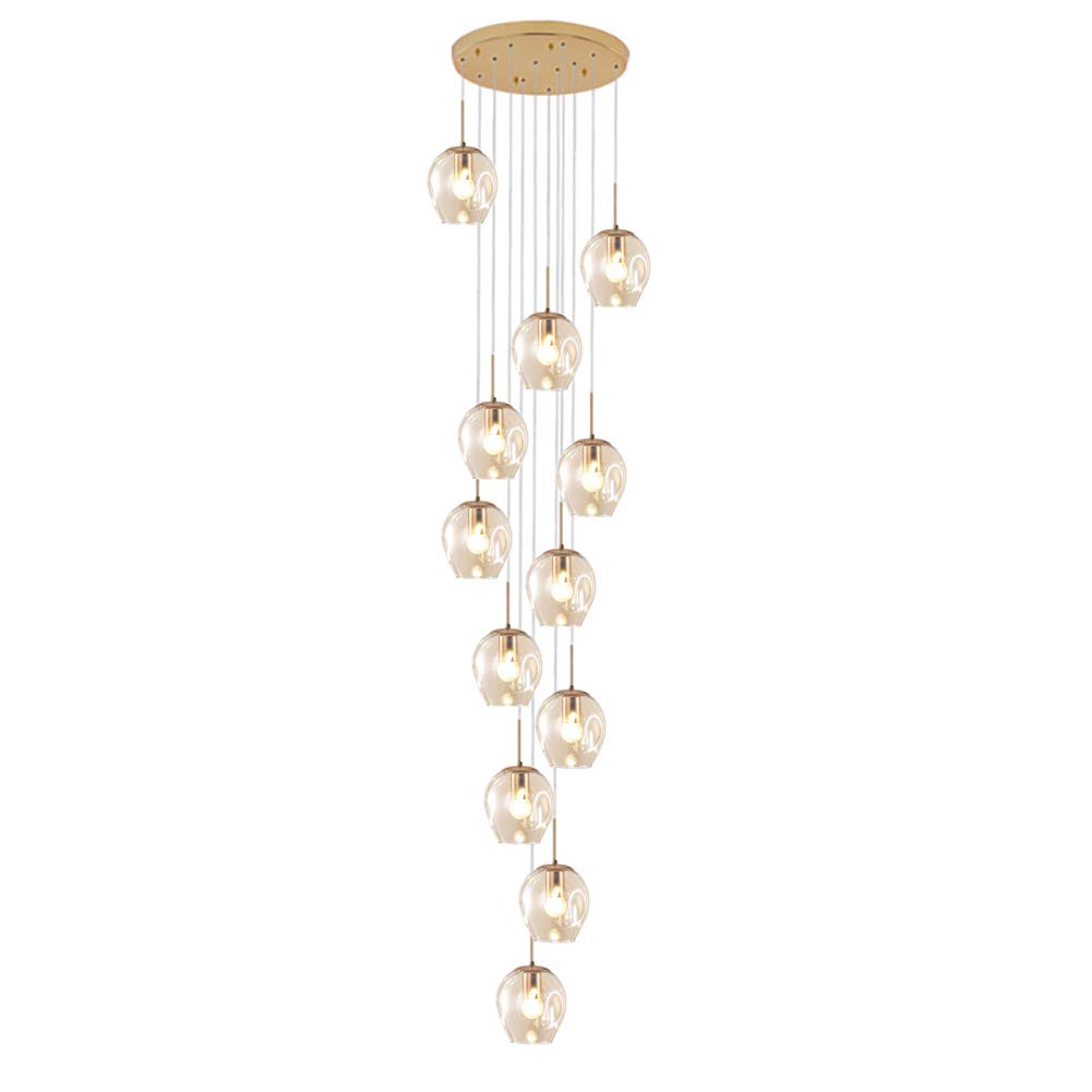 KXEcoLife Adjustable Pendant Lighting Fixture Modern Iron Industrial Chandelier Hanging Ceiling Light Lamp for Kitchen Island Bedroom Hallway Living Room-Amber 12 Lights Times