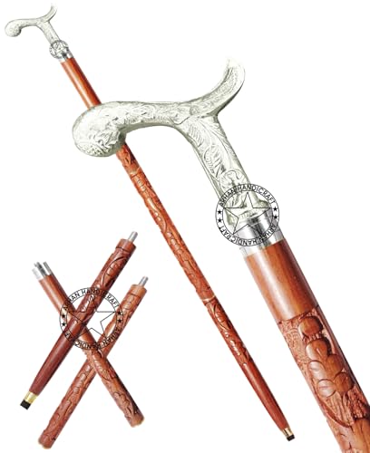 Brass Nautical Designer Walking Stick Men & Women Canes and Wooden 37 inch Handle Nickel Natural Wood Rosewood FDCX