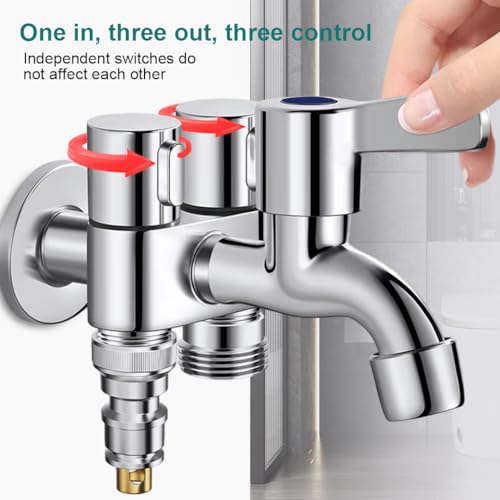 Image of HASTHIP 3 in 1 Flush Wall Faucet with Angle Valve Bathroom Kitchen Tap