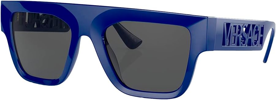 Versace 0VE4430U Rectangle Sunglasses for Men 53mm Size 529487 Blue/Dark Grey, Blue, 53 mm