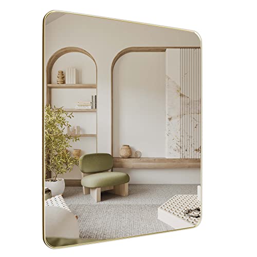 Snugace Gold Bathroom Vanity Mirror For Wall, Rectangle Framed Bath Farmhouse Mirror, 30X36 Inch, Gold #TOP6