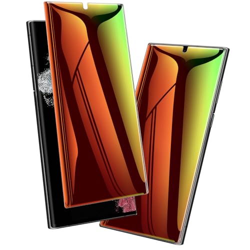 LYWHL 2 Pack for Samsung Galaxy S22 Ultra Privacy Screen Protector Gradient Colorful Anti-Blue Light Anti-Spy Full Adhesive Flexible Film Compatible Fingerprint Touch Sensitive 6.8